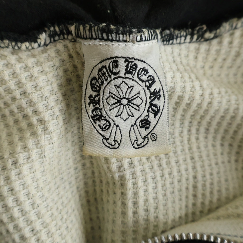 CHROME HEARTS(クロムハーツ) OLD THRML SWTSHRT HD ZIP 裏地サーマルアームロゴ バックホースシュープリント ダガージップアップパーカー ブラック
