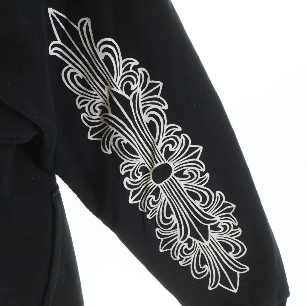 CHROME HEARTS(クロムハーツ) OLD THRML SWTSHRT HD ZIP 裏地サーマルアームフローラル バックホースシュープリント ダガージップアップパーカー ブラック