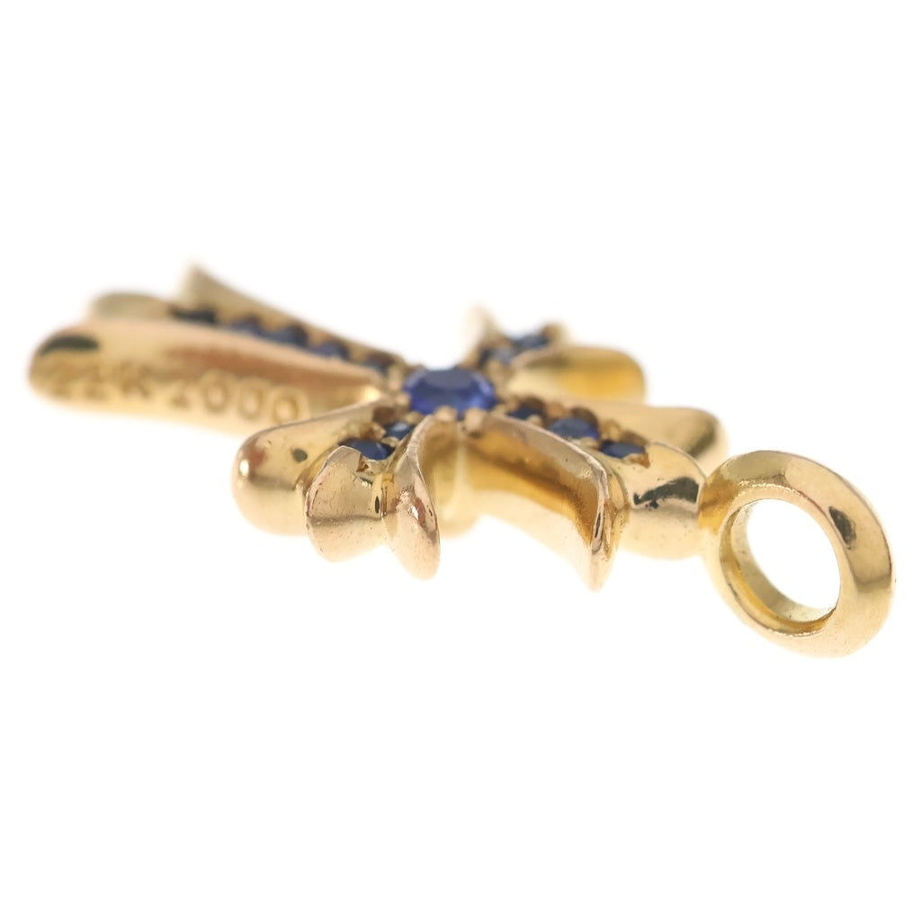 CHROME HEARTS(クロムハーツ) 22K TNY CRSF P/SAP タイニーファットクロス PAVEサファイア ペンダントトップ ゴールド