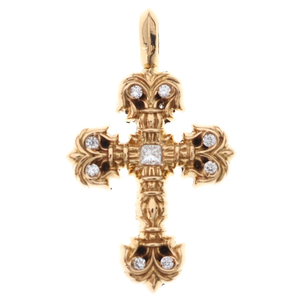 CHROME HEARTS(クロムハーツ) 22K FILIGREE TINY P/DIA タイニーフィリグリークロス PAVEダイヤ ペンダントトップ ゴールド BCA045