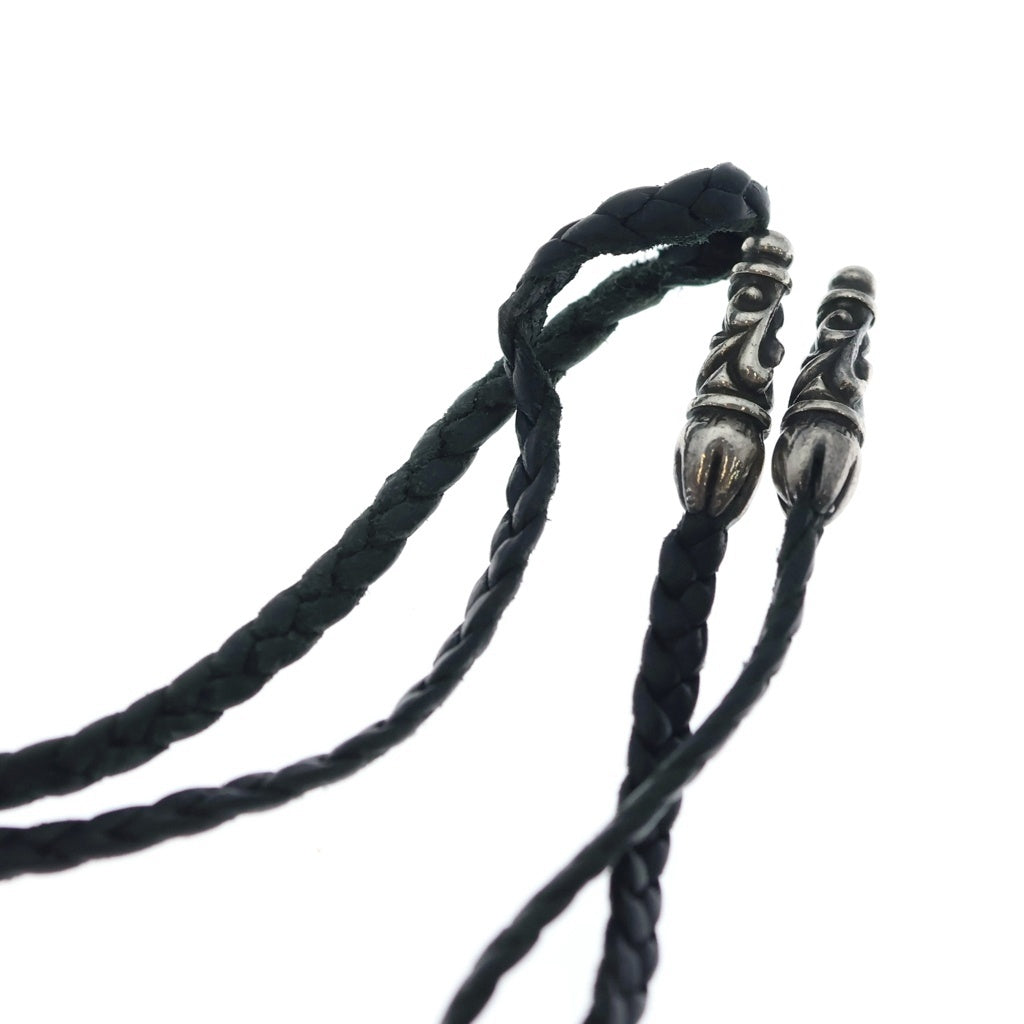 CHROME HEARTS(クロムハーツ) LEATHER BRAID SCROLL ネックレス レザーブレイドネックレス ブラック/シルバー BCA377