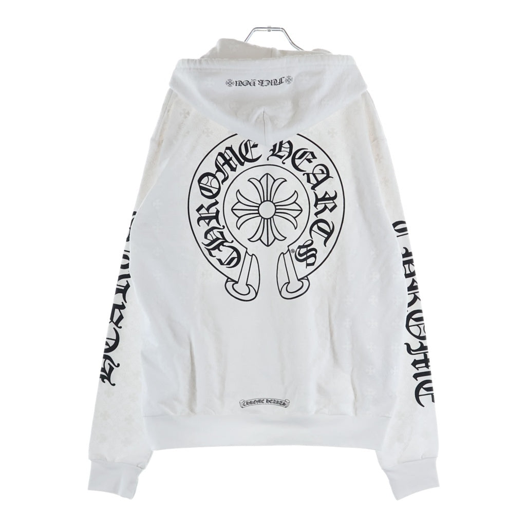 CHROME HEARTS(クロムハーツ) SWTSHRT HD ZIP CHプラス総柄バックホースプリントジップパーカー ホワイト