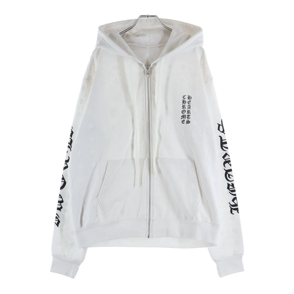 CHROME HEARTS(クロムハーツ) SWTSHRT HD ZIP CHプラス総柄バックホースプリントジップパーカー ホワイト