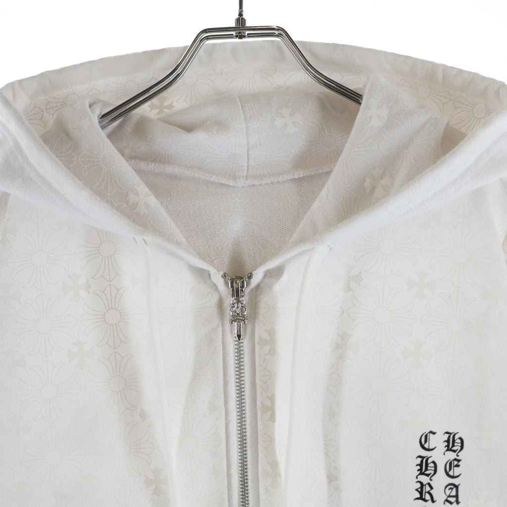 CHROME HEARTS(クロムハーツ) SWTSHRT HD ZIP CHプラス総柄バックホースプリントジップパーカー ホワイト