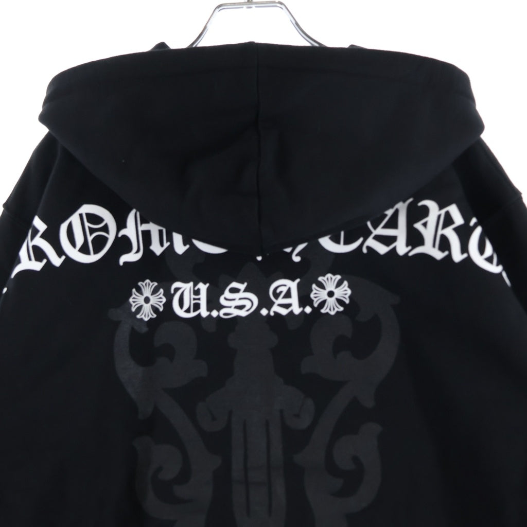 CHROME HEARTS(クロムハーツ) バックダガープリント サーマル裏地 ダガージップアップパーカー ブラック