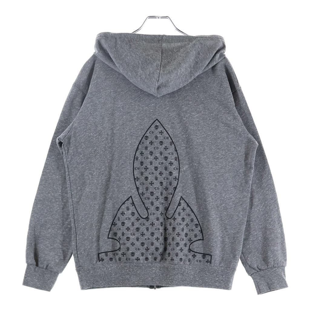 CHROME HEARTS(クロムハーツ) SWTSHRT HD ZIP バックフレアニープリントジップアップパーカー グレー