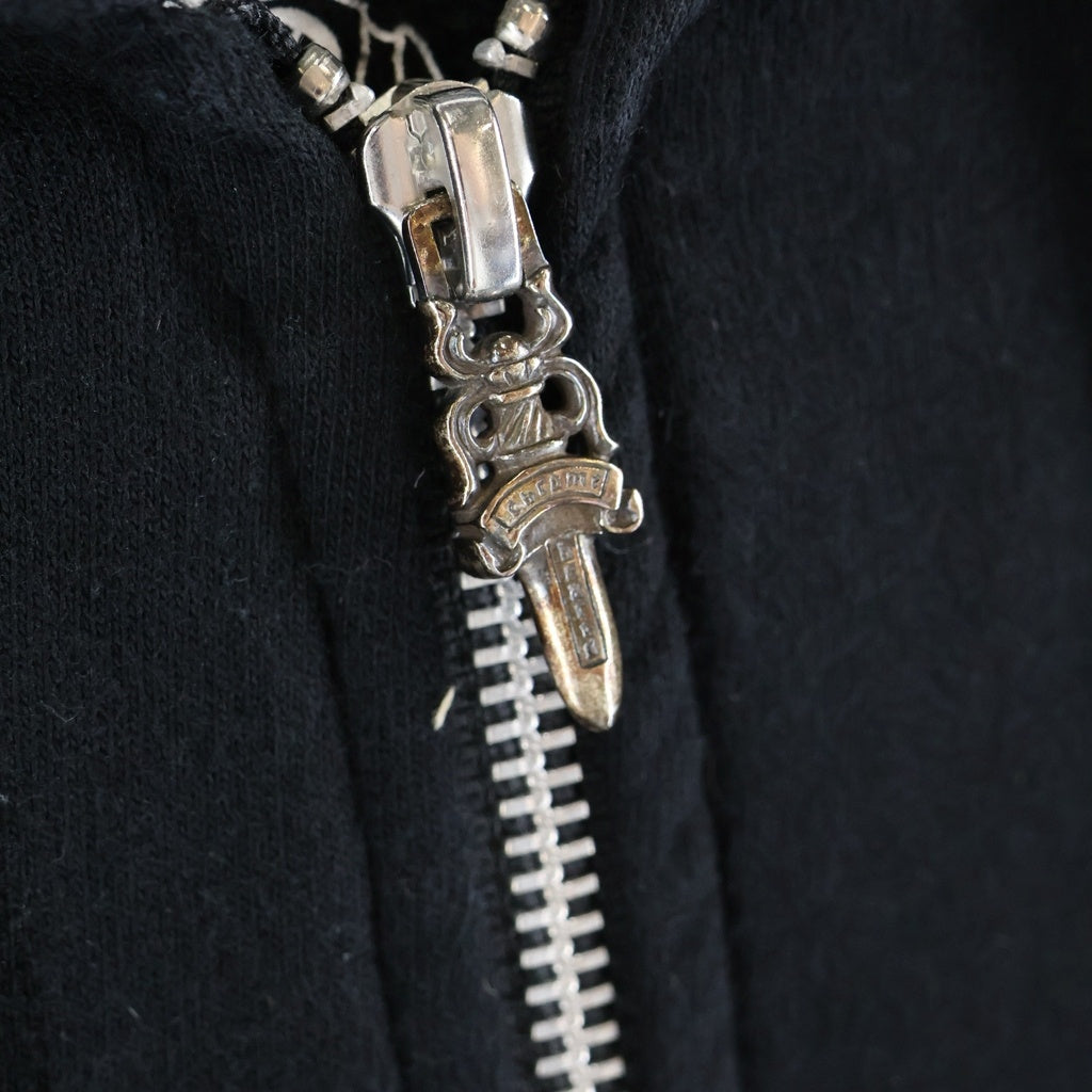 CHROME HEARTS(クロムハーツ) Zip Up Hoodie 袖Chプリント バックロゴ ジップアップパーカー ブラック