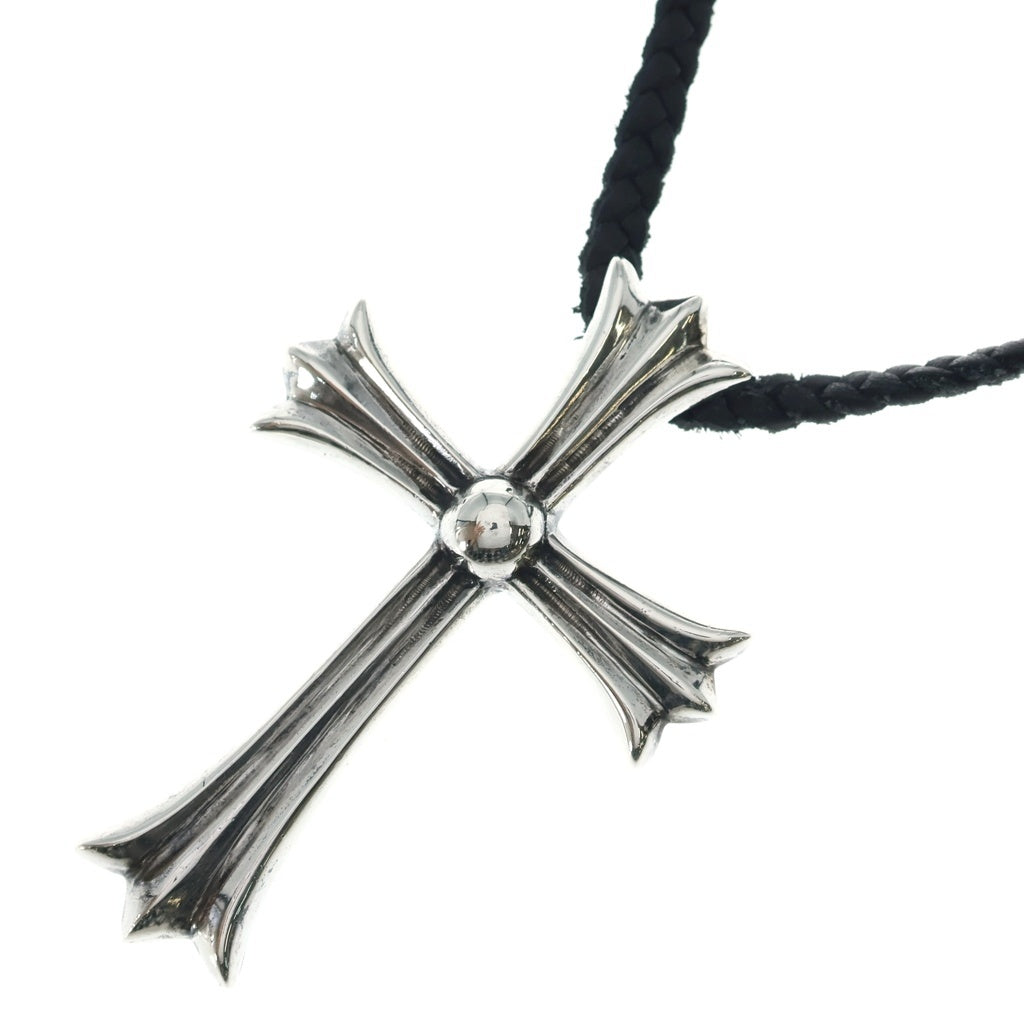 CHROME HEARTS(クロムハーツ) CH CRS LG BC ラージCHクロスペンダント Wボロチップ レザーブレイドネックレス シルバー BCA214