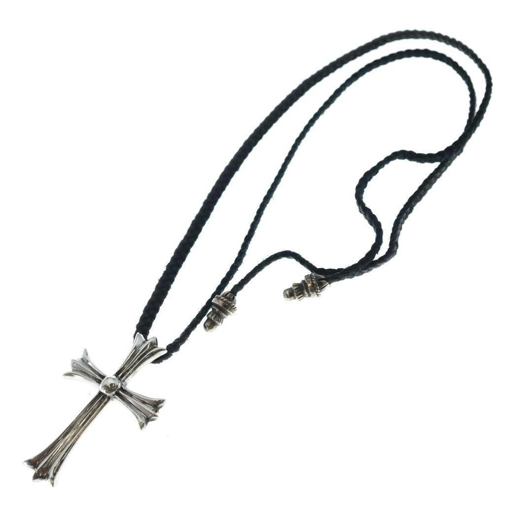 CHROME HEARTS(クロムハーツ) CH CRS LG BC ラージCHクロスペンダント Wボロチップ レザーブレイドネックレス シルバー BCA214