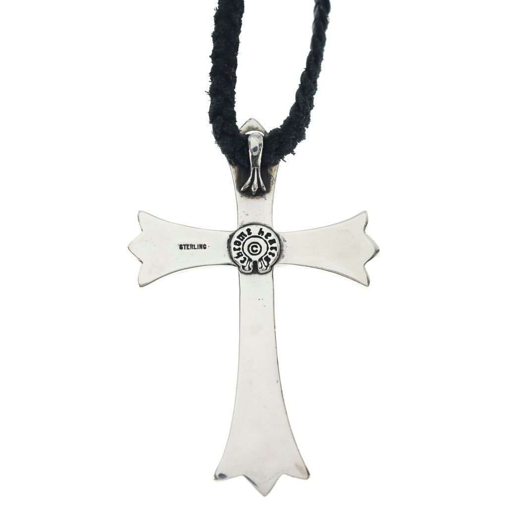 CHROME HEARTS(クロムハーツ) CH CRS LG BC ラージCHクロスペンダント Wボロチップ レザーブレイドネックレス シルバー BCA214