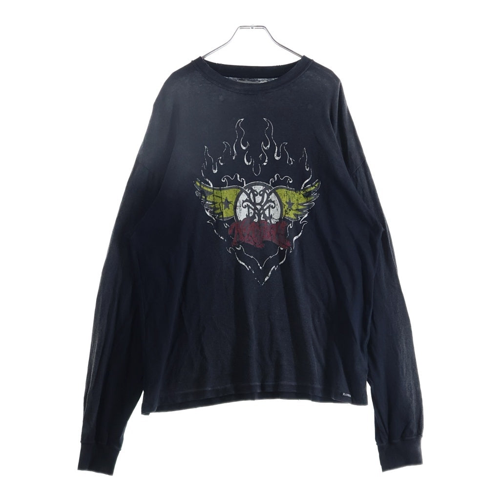 KAMIYA(カミヤ) フロントプリント 長袖Tシャツ ブラック G16LT084