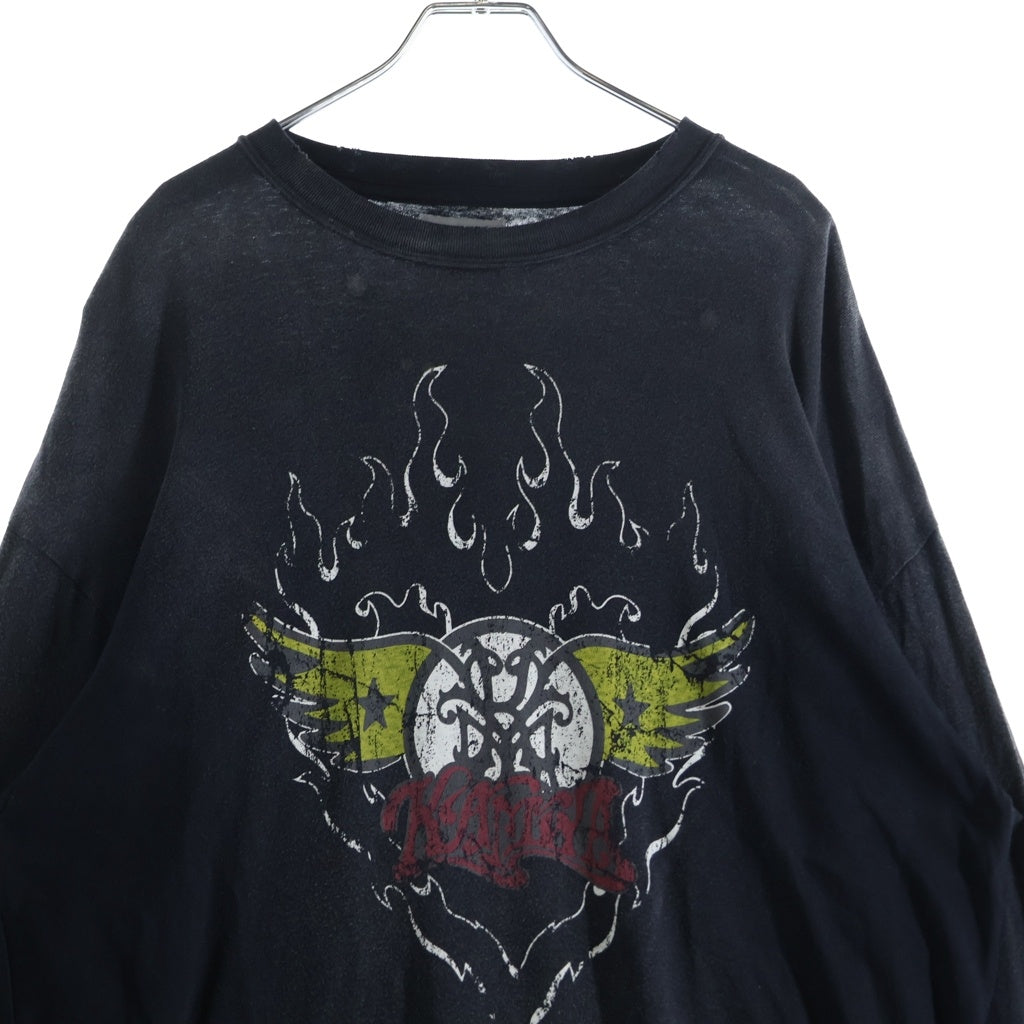 KAMIYA(カミヤ) フロントプリント 長袖Tシャツ ブラック G16LT084
