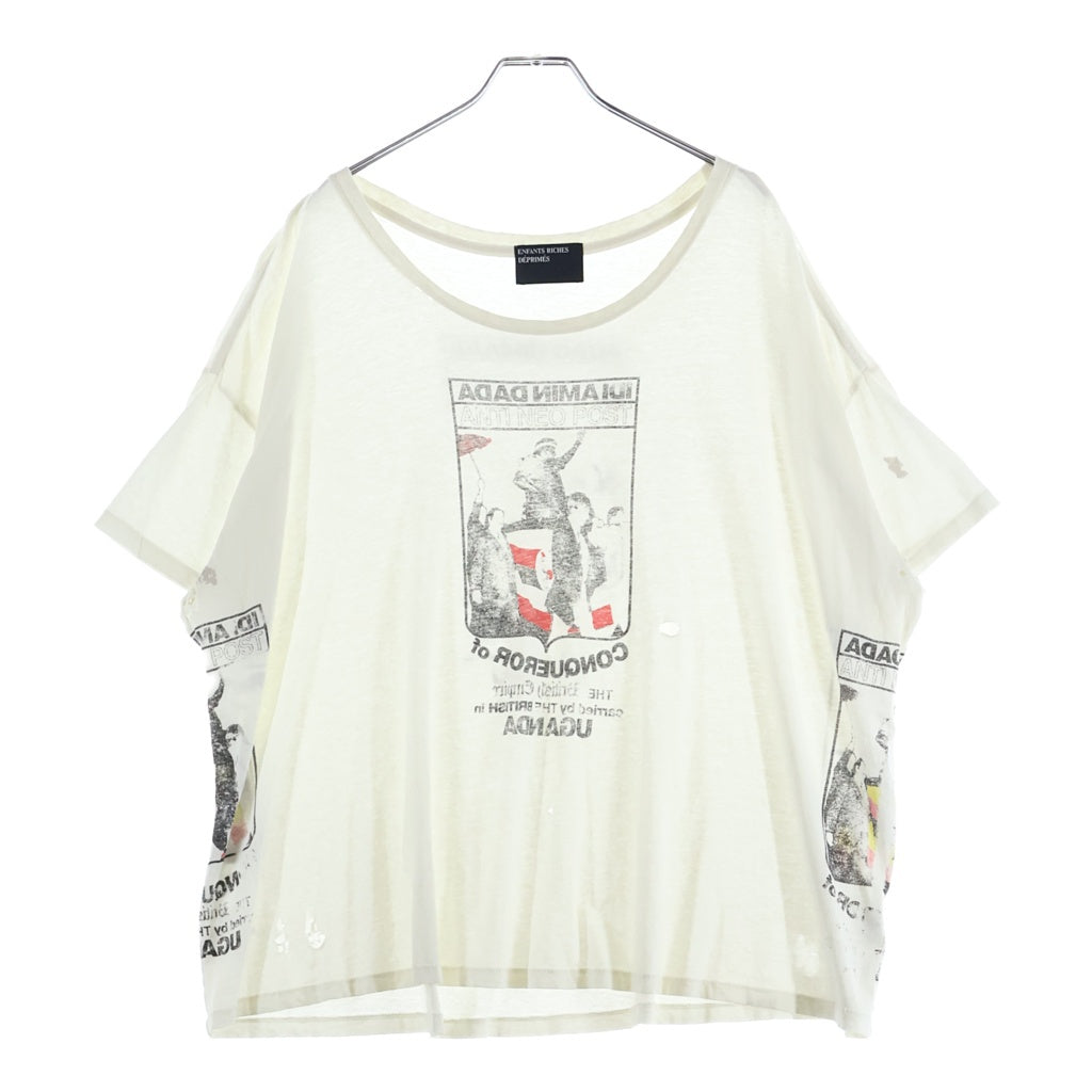 ENFANTS RICHES DEPRIMES(アンファンリッシュデプリメ) IDI AMIN DADA T-SHIRT ヴィンテージ加工 半袖Tシャツ 半袖カットソー ホワイト