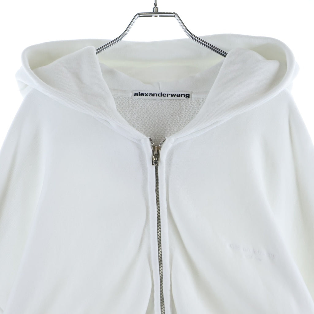 ALEXANDER WANG(アレキサンダーワン) フロントロゴ刺繍 ジップアップパーカー ホワイト UCC3252065