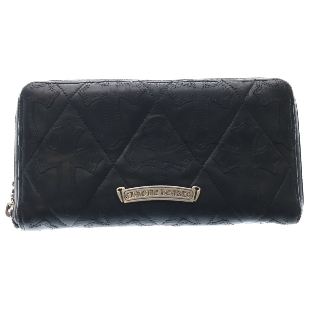 CHROME HEARTS(クロムハーツ) REC F ZIP QUILTED WALLET セメタリークロス キルティング レザーウォレット 財布 ブラック