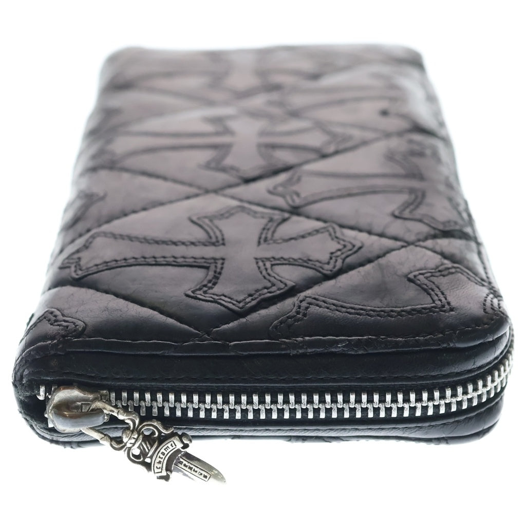 CHROME HEARTS(クロムハーツ) REC F ZIP QUILTED WALLET セメタリークロス キルティング レザーウォレット 財布 ブラック