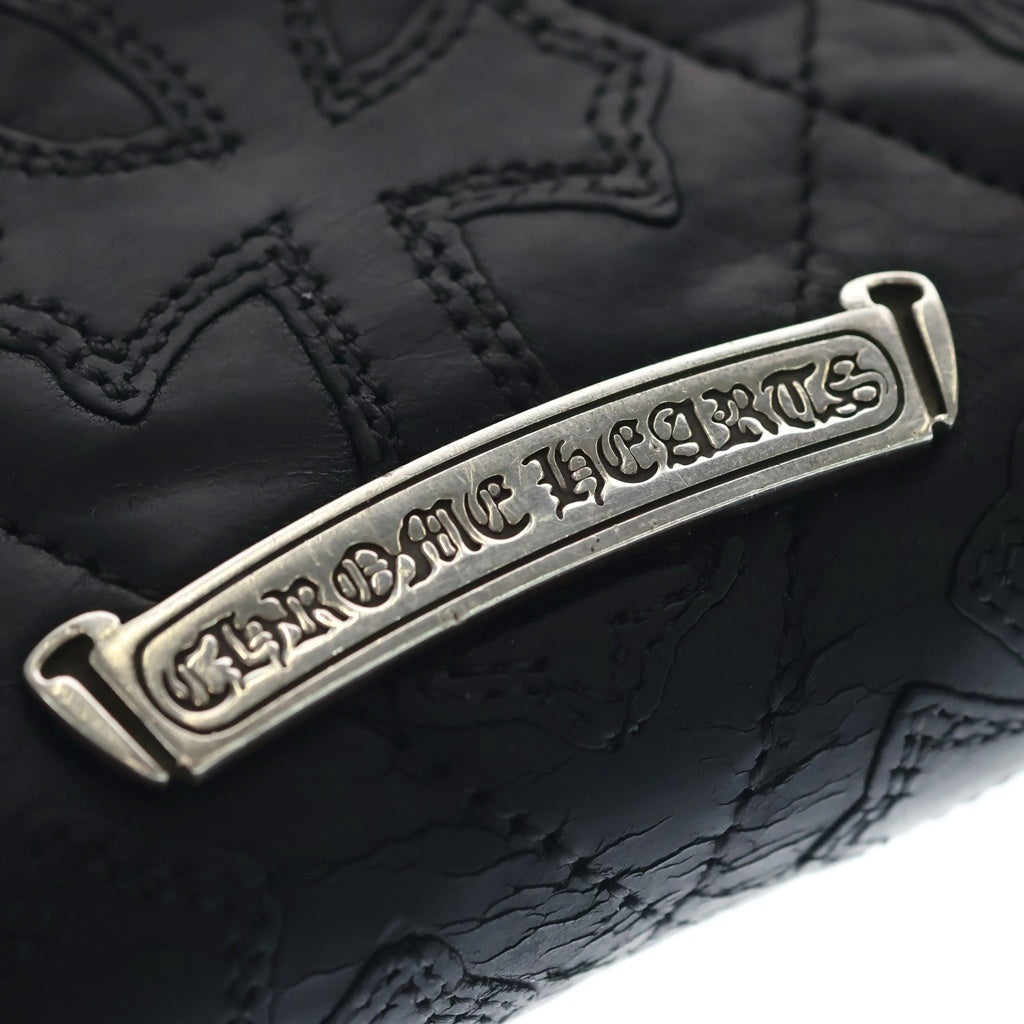 CHROME HEARTS(クロムハーツ) REC F ZIP QUILTED WALLET セメタリークロス キルティング レザーウォレット 財布 ブラック