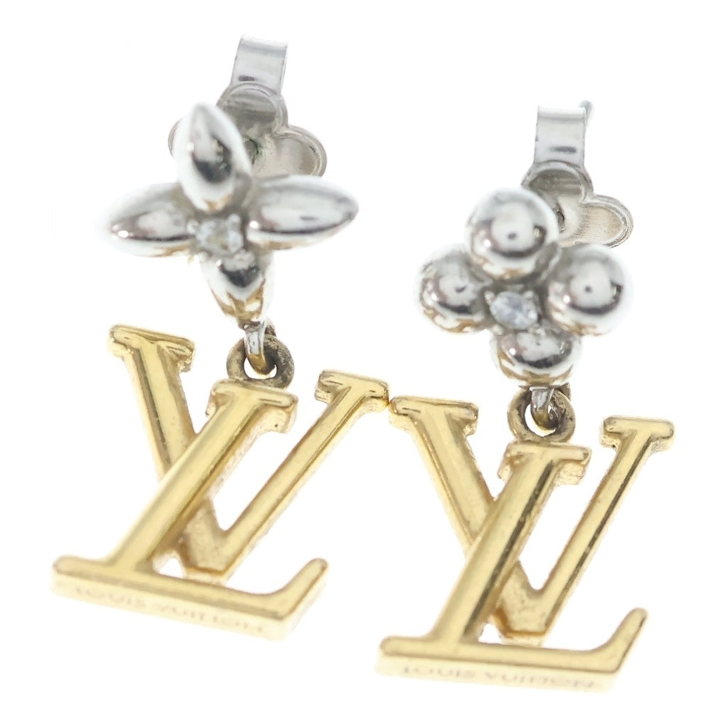 LOUIS VUITTON(ルイヴィトン) パンダント・LVアイコニックフラワー モノグラム メタル ジルコンピアス ゴールド/シルバー M01287 レディース