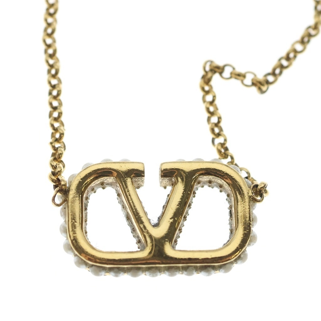 VALENTINO(ヴァレンティノ) Vロゴ シグネチャー パール ネックレス ゴールド レディース