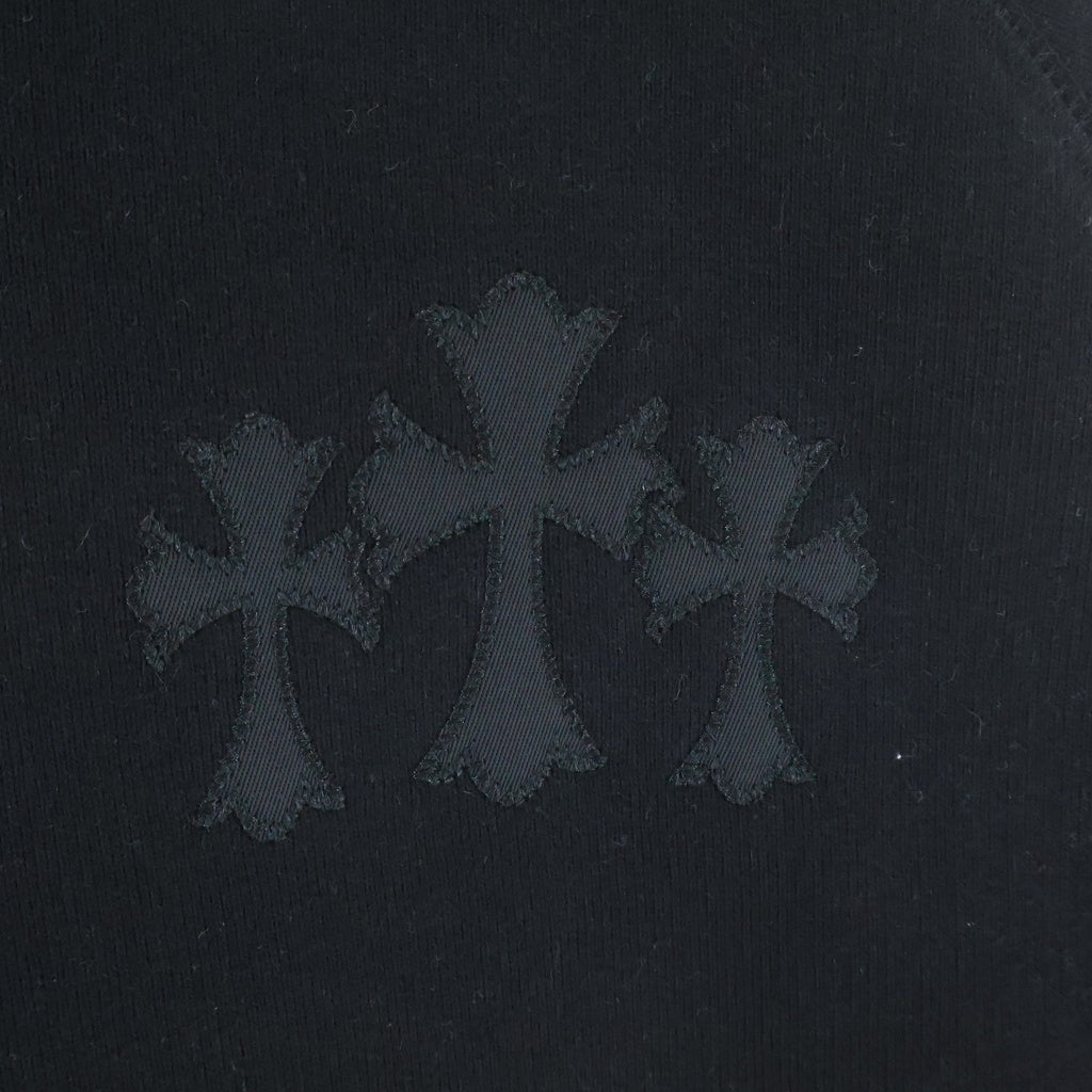 CHROME HEARTS(クロムハーツ) 25SS Y NOT Cemetery Cross Applique Embroidery Sweatshirt ワイノット セメタリークロス アップリケ刺繍 スウェットトレーナー ブラック
