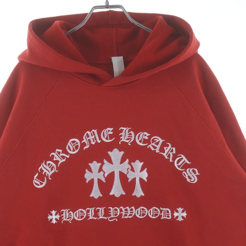 CHROME HEARTS(クロムハーツ) Y NOT Cemetery Cross Pullover Hoodie King Taco ワイノットセメタリークロスプルオーバーフーディ パーカー ロゴ刺繍 レッド