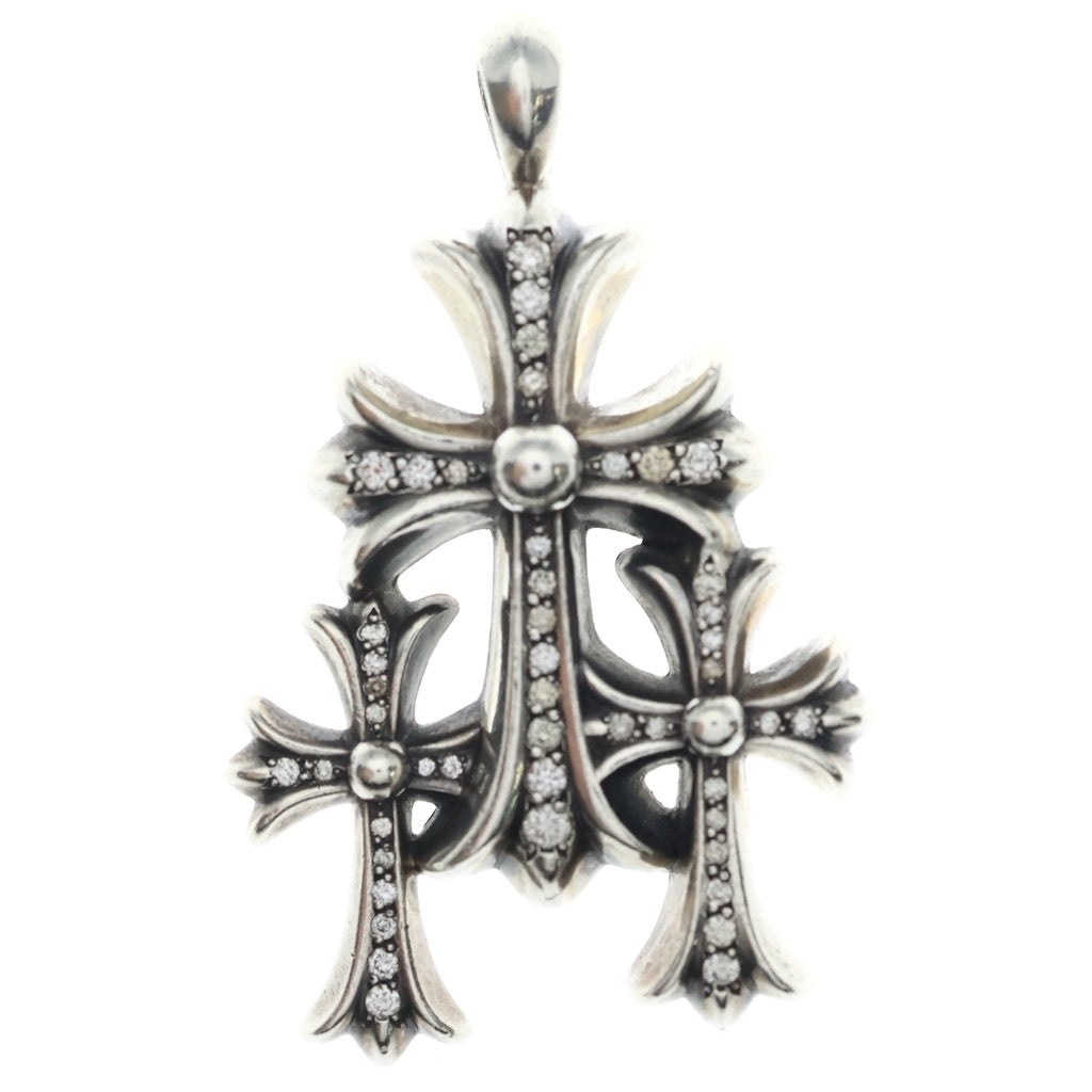 CHROME HEARTS(クロムハーツ) 3 CH CRS SML P/DIA トリプルCHクロススモール PAVEダイヤ ネックレストップ シルバー