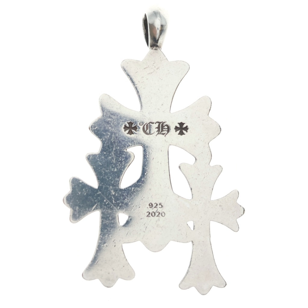 CHROME HEARTS(クロムハーツ) 3 CH CRS SML P/DIA トリプルCHクロススモール PAVEダイヤ ネックレストップ シルバー