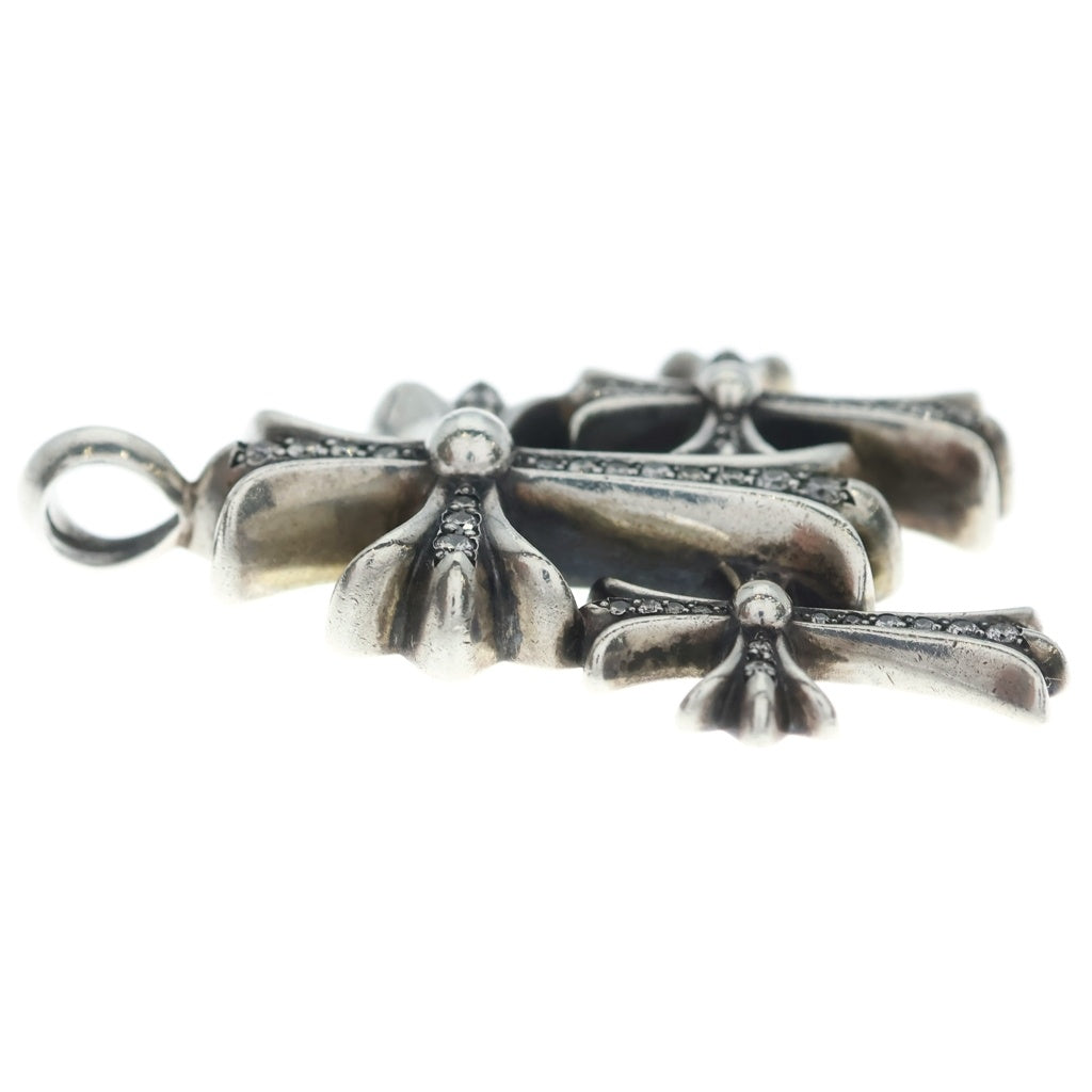 CHROME HEARTS(クロムハーツ) 3 CH CRS SML P/DIA トリプルCHクロススモール PAVEダイヤ ネックレストップ シルバー