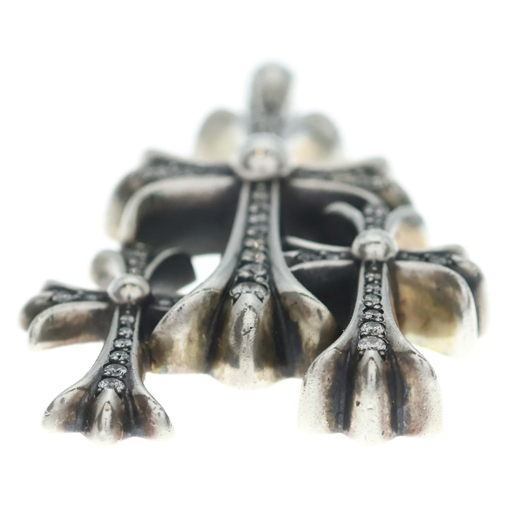 CHROME HEARTS(クロムハーツ) 3 CH CRS SML P/DIA トリプルCHクロススモール PAVEダイヤ ネックレストップ シルバー