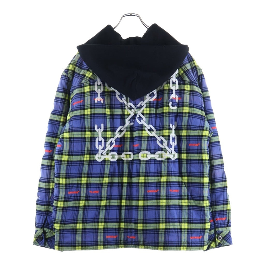 OFF-WHITE(オフホワイト) 22AW PLAID JACKET 裏地キルティング チェックシャツ ジャケット ブルー