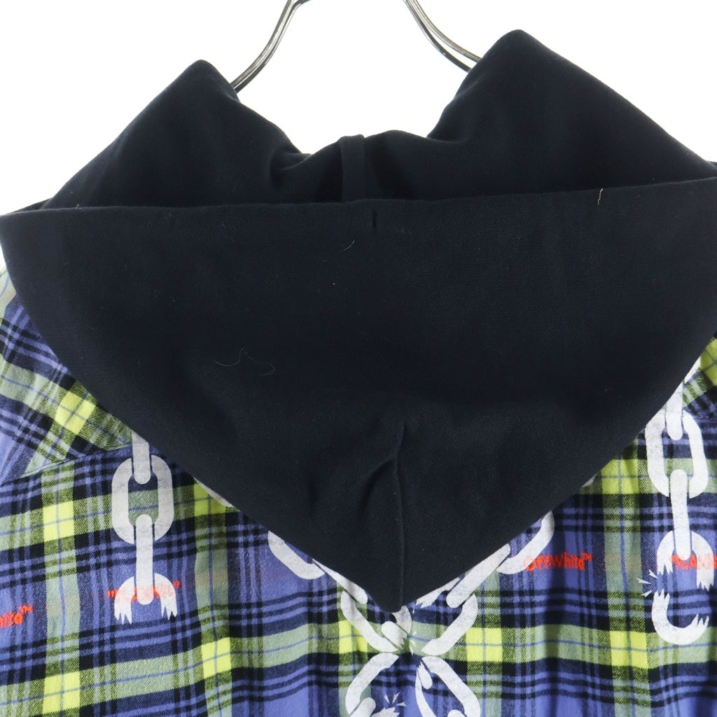 OFF-WHITE オフホワイト 22AW PLAID JACKET 裏地キルティング チェックシャツ ジャケット ブルー OFF-WHITE(オフホワイト) 22AW PLAID JACKET 裏地キルティング