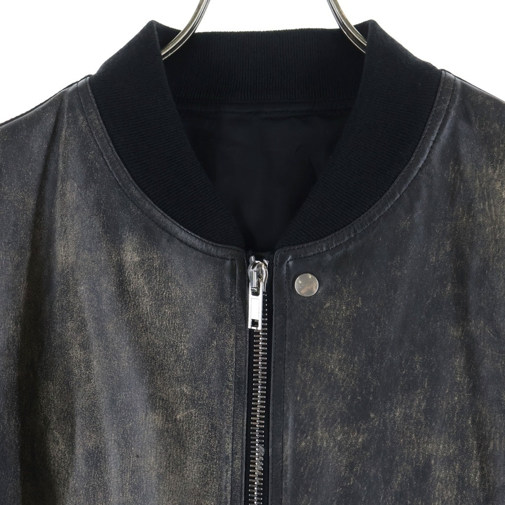 Rick Owens(リックオウエンス) 25SS LONG SLEEVED LEATHER JACKET ロングスリーブ レザー ジャケット ブラック RU01E5778-LTP