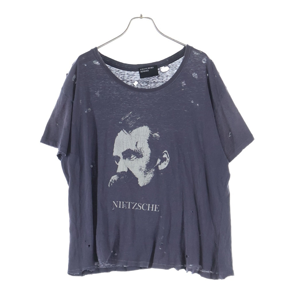ENFANTS RICHES DEPRIMES(アンファンリッシュデプリメ) NIETZSCHE フロントプリント 半袖Tシャツ ネイビー
