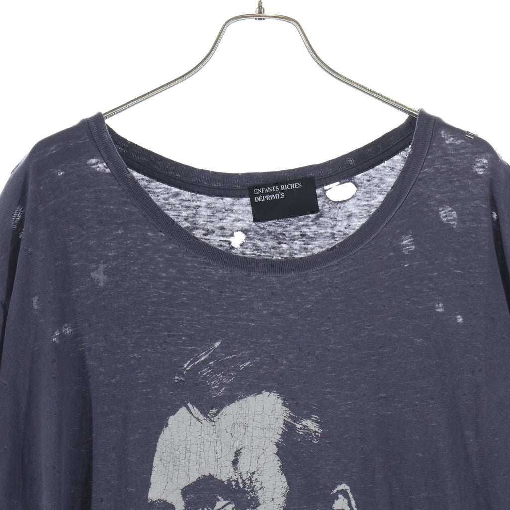 ENFANTS RICHES DEPRIMES(アンファンリッシュデプリメ) NIETZSCHE フロントプリント 半袖Tシャツ ネイビー