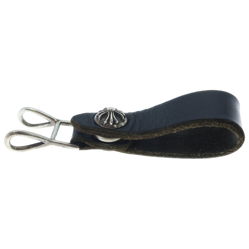 CHROME HEARTS(クロムハーツ) BELT LOOP クロスボールボタンレザーベルトループ シルバー/ブラック BCA397
