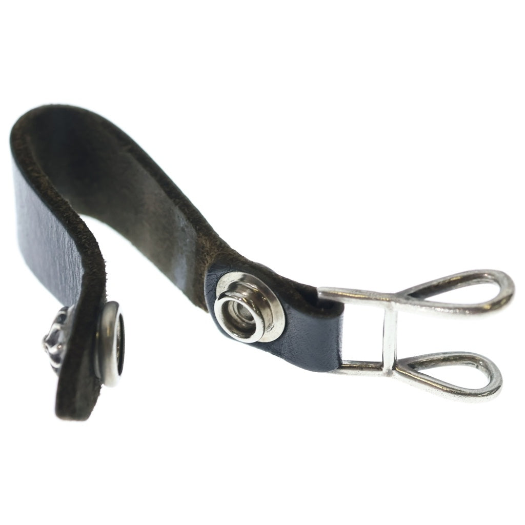 CHROME HEARTS(クロムハーツ) BELT LOOP クロスボールボタンレザーベルトループ シルバー/ブラック BCA397