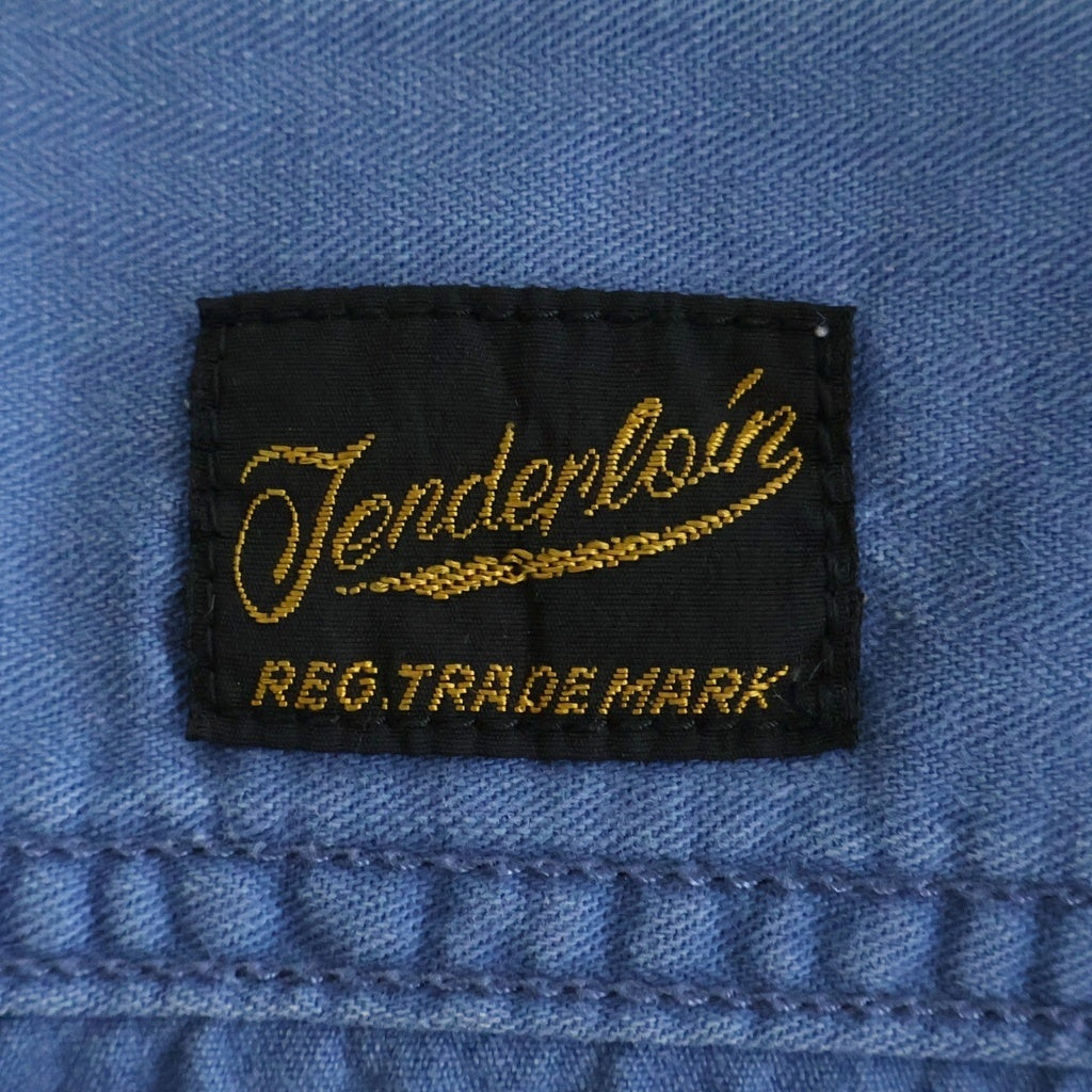 TENDERLOIN(テンダーロイン) フロントパッチ 長袖 ワークシャツ ブルー