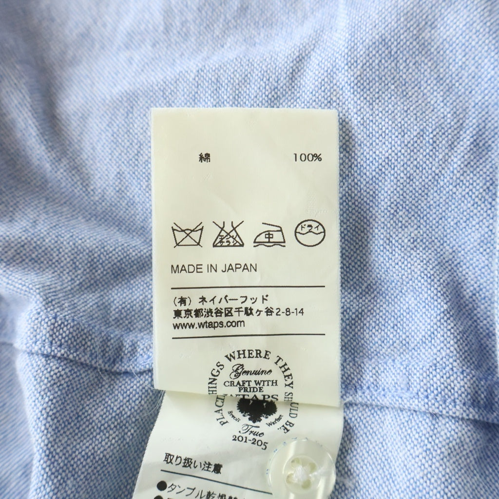 WTAPS(ダブルタップス) フロント刺繍 半袖シャツ ブルー