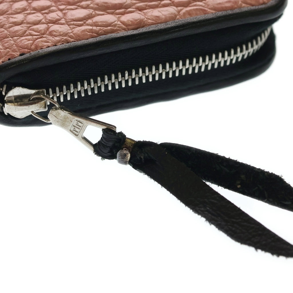 Bill Wall Leather/BWL(ビルウォールレザー) ALLIGATOR ZIP WALLET アリゲーター ジップ ウォレット 財布 ピンク レディース