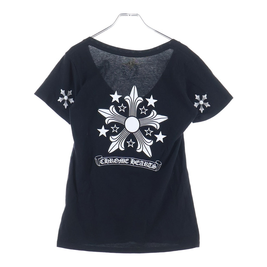 CHROME HEARTS(クロムハーツ) スターバックプリント Vネック 半袖Tシャツ カットソー ブラック