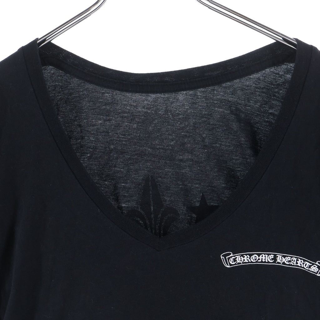 CHROME HEARTS(クロムハーツ) スターバックプリント Vネック 半袖Tシャツ カットソー ブラック