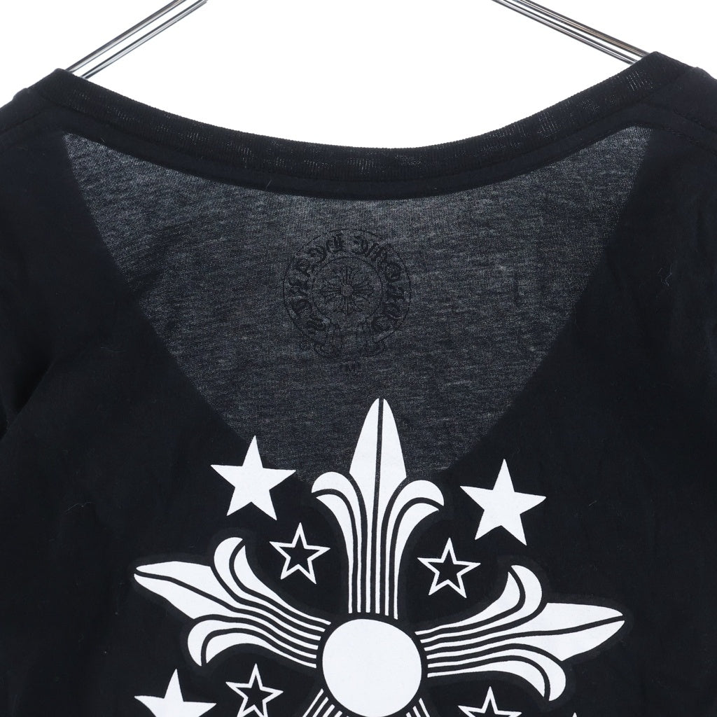 CHROME HEARTS(クロムハーツ) スターバックプリント Vネック 半袖Tシャツ カットソー ブラック