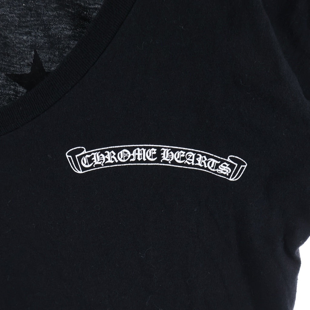 CHROME HEARTS(クロムハーツ) スターバックプリント Vネック 半袖Tシャツ カットソー ブラック