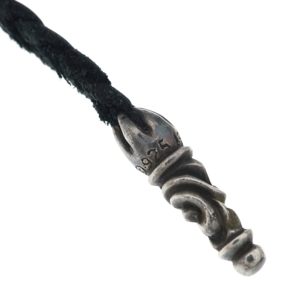 CHROME HEARTS(クロムハーツ) LEATHER BRAID SCROLL ネックレス レザーブレイドネックレス ブラック/シルバー BCA377