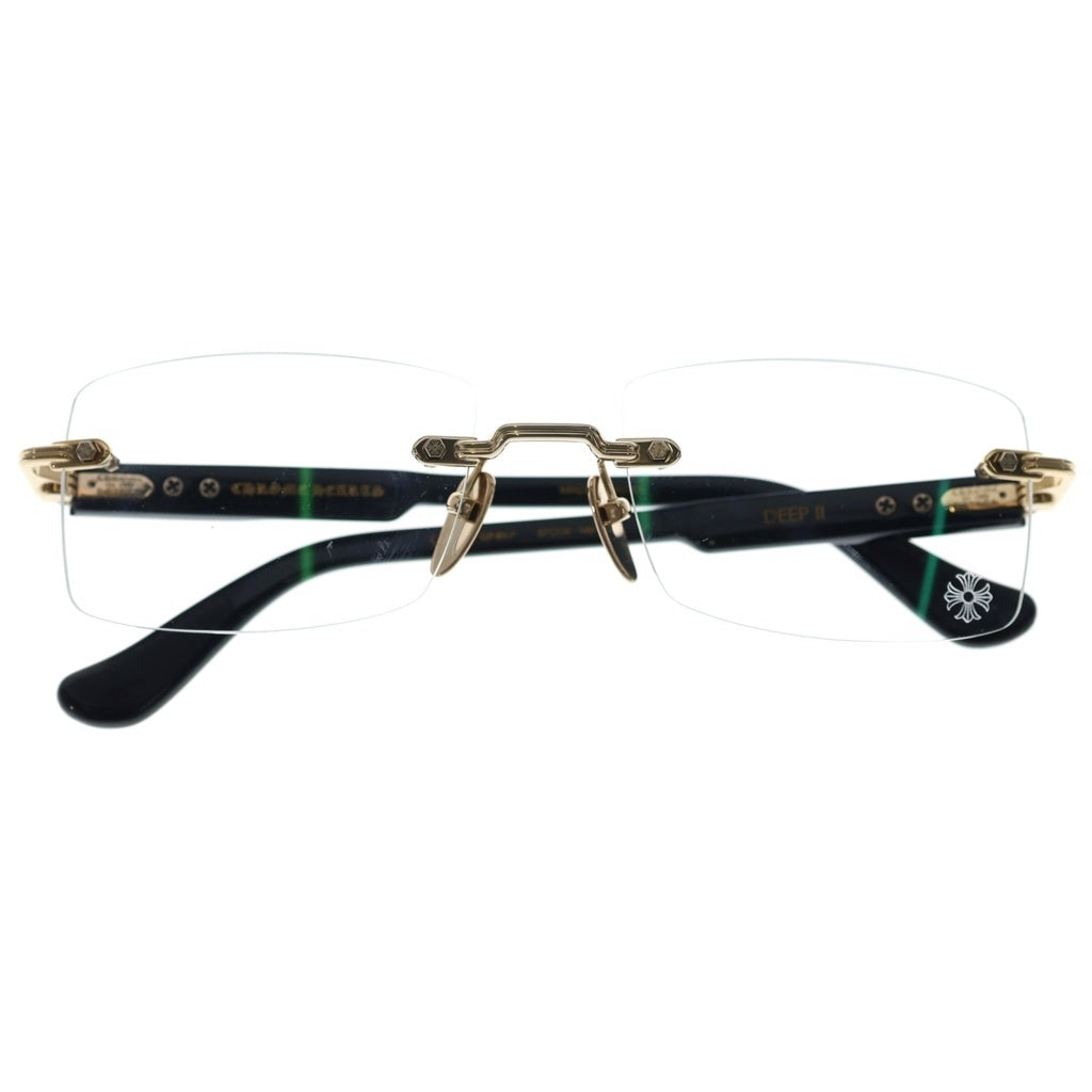 CHROME HEARTS(クロムハーツ) DEEP 2 フローラルテンプルリムレス眼鏡 ブラック/ゴールド