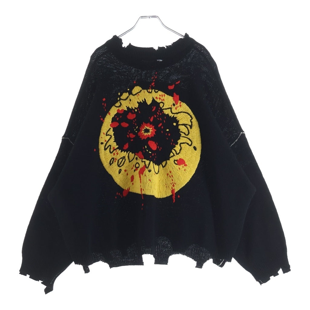 SAINT MICHAEL(セントマイケル) 24AW ×CACTUS PLANT FLEA MARKET CP CREW KNIT ダメージ加工 クルーネック プルオーバー 長袖ニット セーター SM-YS1-0000-C07