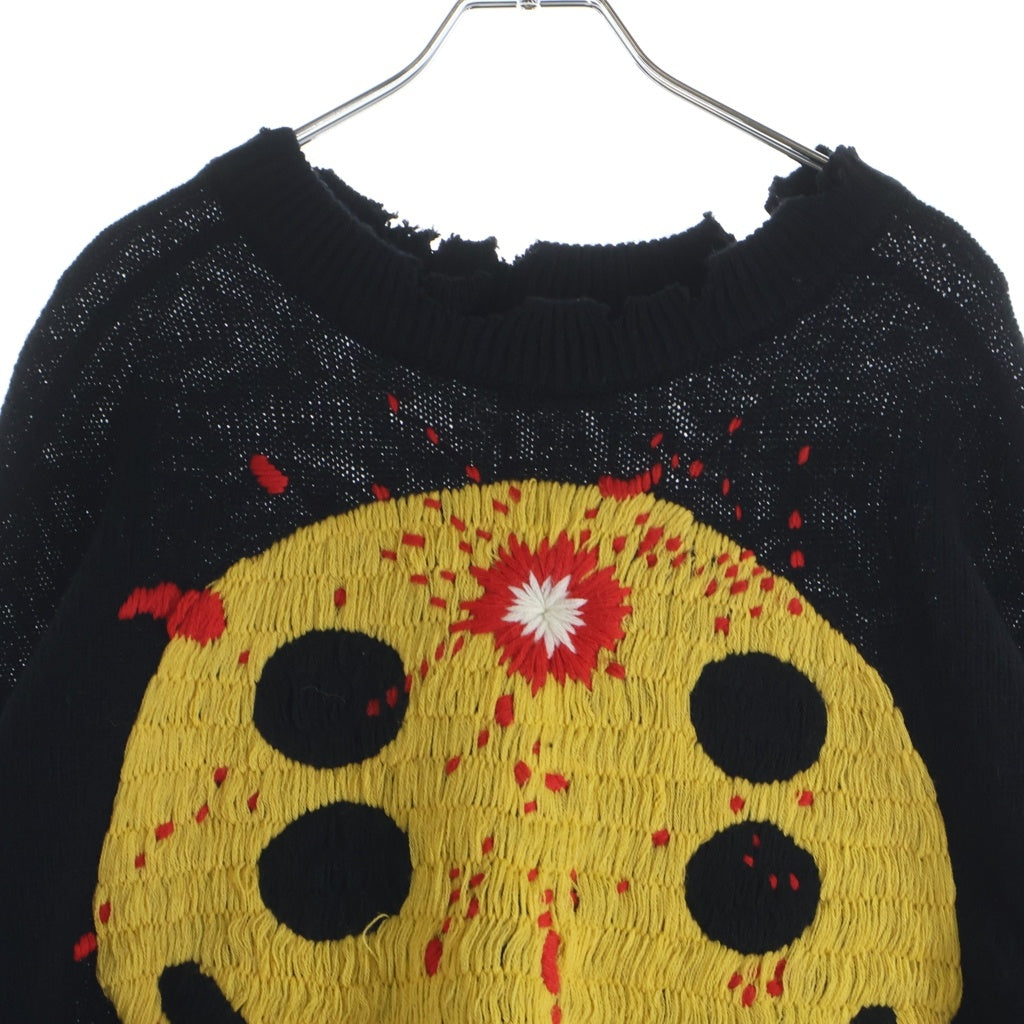 SAINT MICHAEL(セントマイケル) 24AW ×CACTUS PLANT FLEA MARKET CP CREW KNIT ダメージ加工 クルーネック プルオーバー 長袖ニット セーター SM-YS1-0000-C07