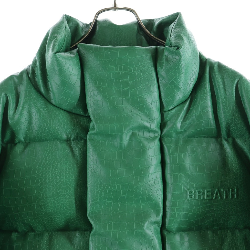 BREATH(ブレス) Crocodile Short Down クロコ型押し ダウンジャケット グリーン BR24AW-00009