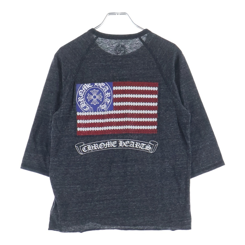 CHROME HEARTS(クロムハーツ) AMERICAN FLAG S/S TEE アメリカンフラッグ ヘンリーネック 半袖Tシャツ カットソー グレー
