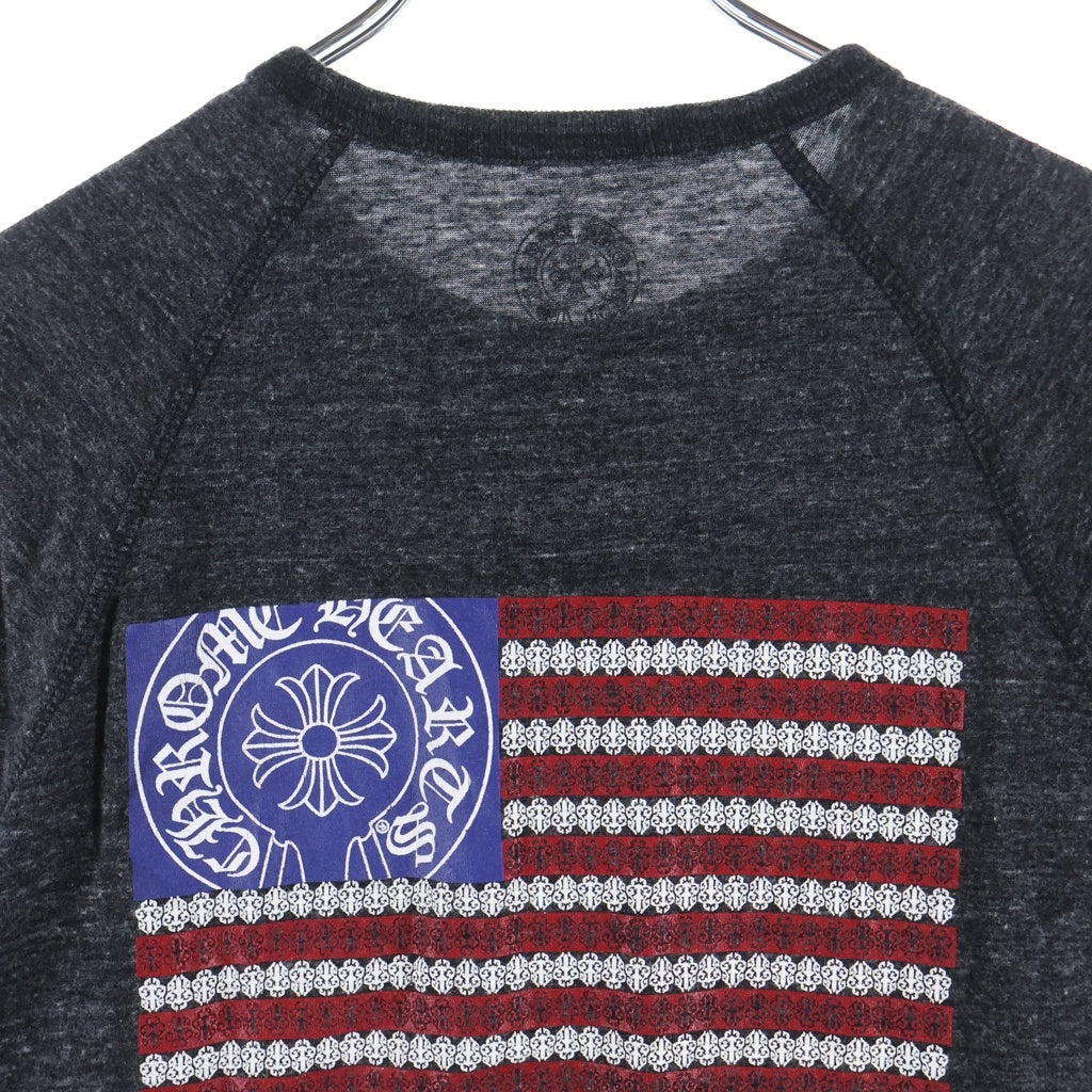CHROME HEARTS(クロムハーツ) AMERICAN FLAG S/S TEE アメリカンフラッグ ヘンリーネック 半袖Tシャツ カットソー グレー